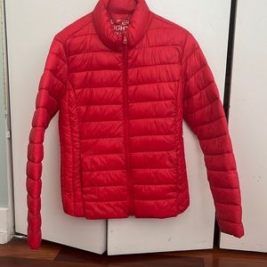 Red light puffer jacket